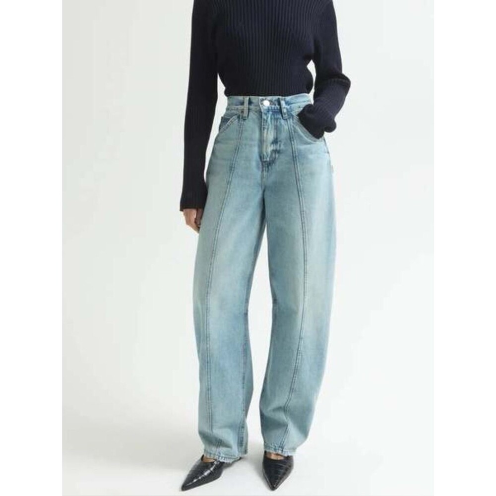 New DALA Lido Flatseam 24 Jeans Canyon Light Wash Blue Organic Cotton Barrel Leg